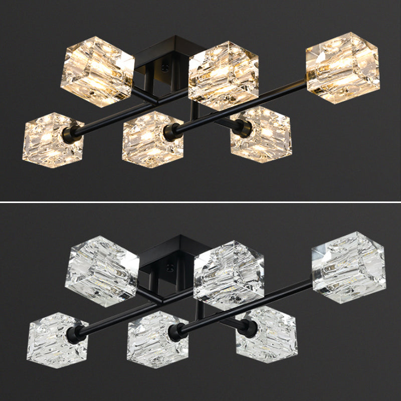 Crystal Sputnik Semi Flush Mount Lighting Simple Style Semi Flush Ceiling Light Fixture