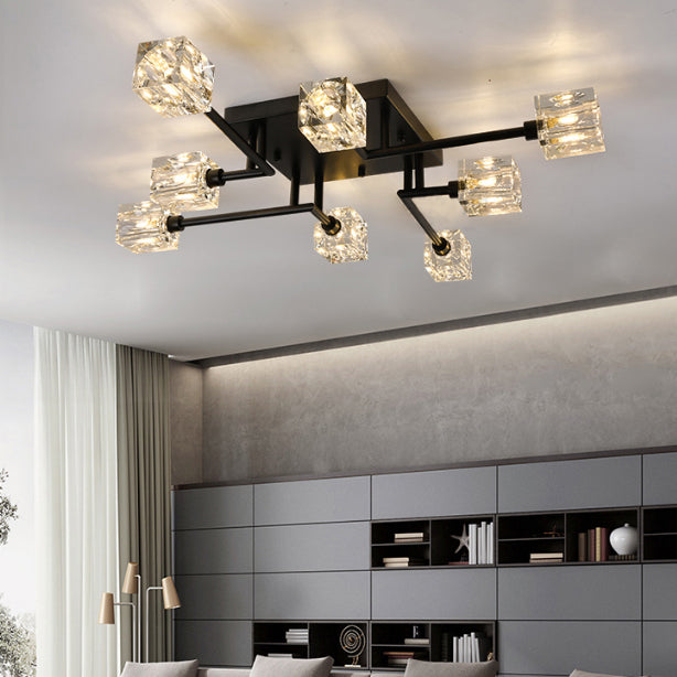 Crystal Sputnik Semi Flush Mount Lighting Simple Style Semi Flush Ceiling Light Fixture