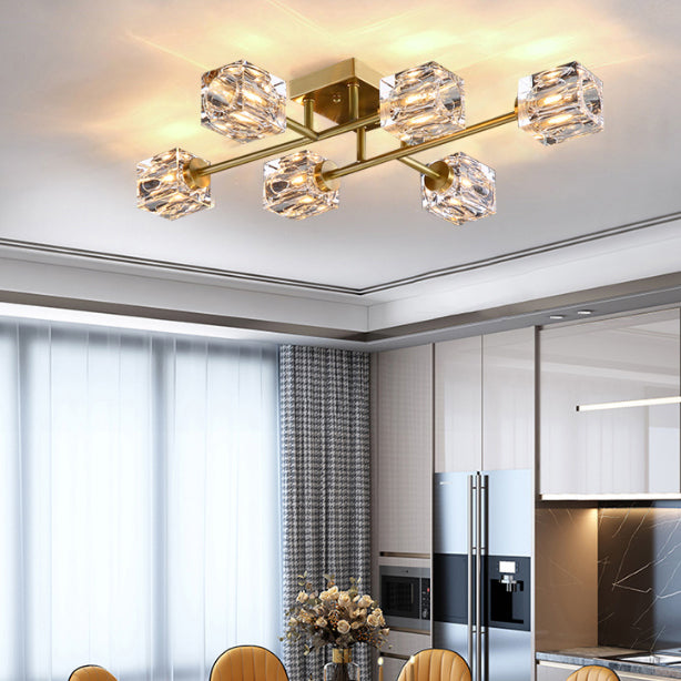 Crystal Sputnik Semi Flush Mount Lighting Simple Style Semi Flush Ceiling Light Fixture