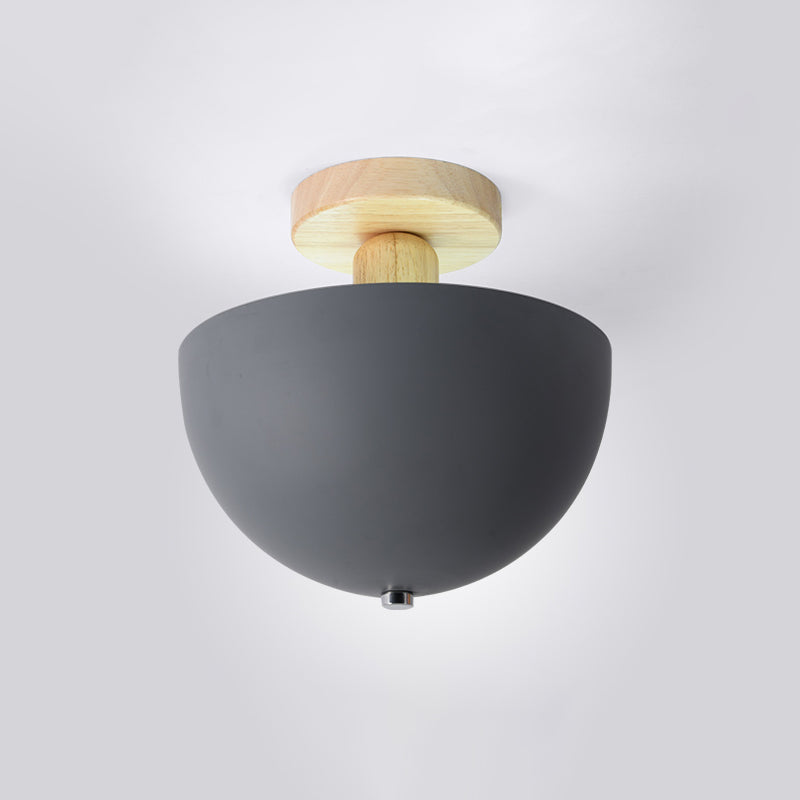 Aisle Semi Flush Ceiling Light Nordic Style Semi Flush Mount Light with Dome Metal Shade