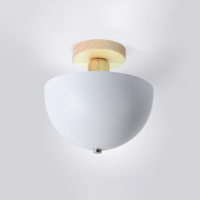 Aisle Semi Flush Ceiling Light Nordic Style Semi Flush Mount Light with Dome Metal Shade