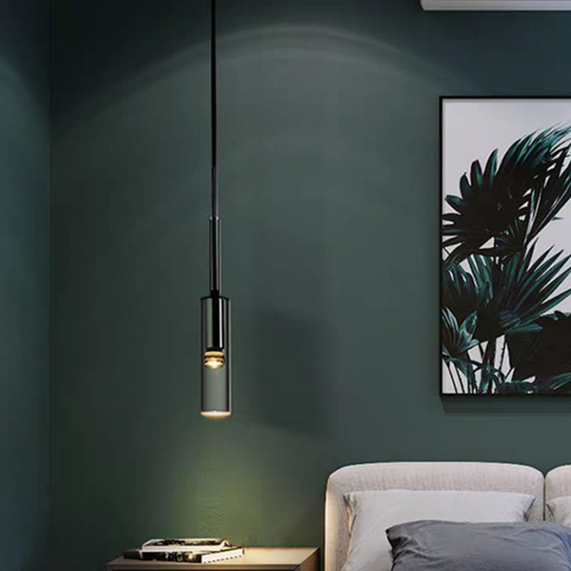 Cylindrical Shape Crystal Chandelier Pendant Light Simple Modern Style Indoor Ceiling Hanging Light