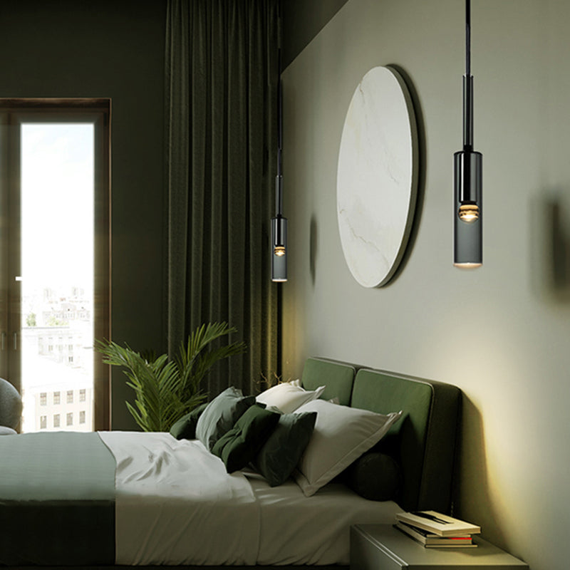 Cylindrical Shape Crystal Chandelier Pendant Light Simple Modern Style Indoor Ceiling Hanging Light