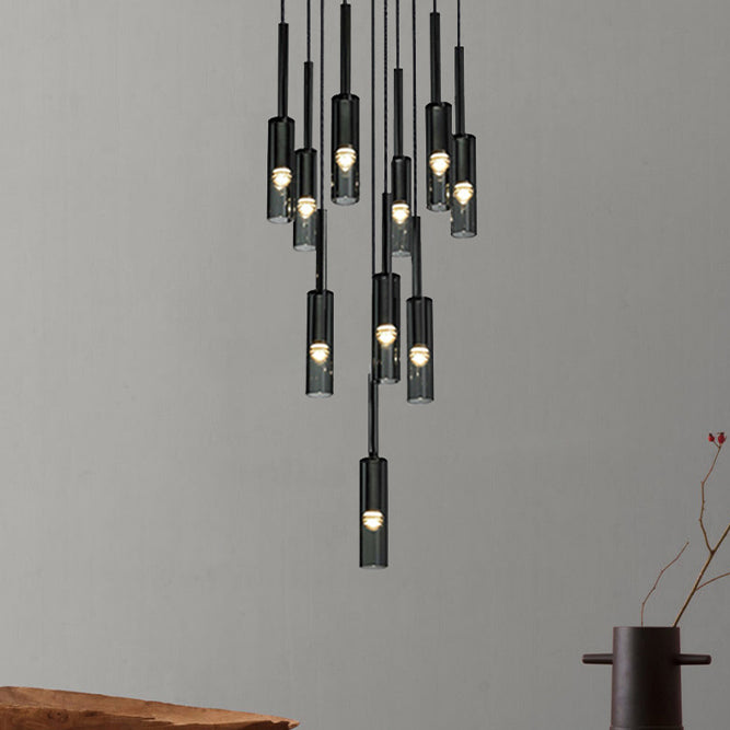 Cylindrical Shape Crystal Chandelier Pendant Light Simple Modern Style Indoor Ceiling Hanging Light