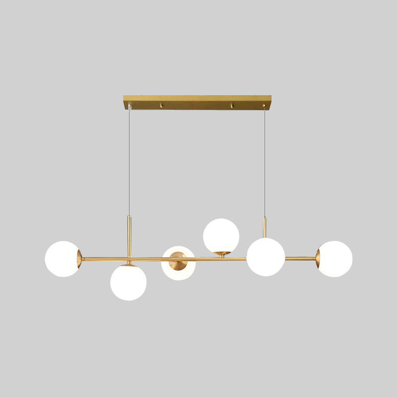 Nordic Round Island Lighting Fixture Glass Dinning Room Island Ceiling Light in Gold