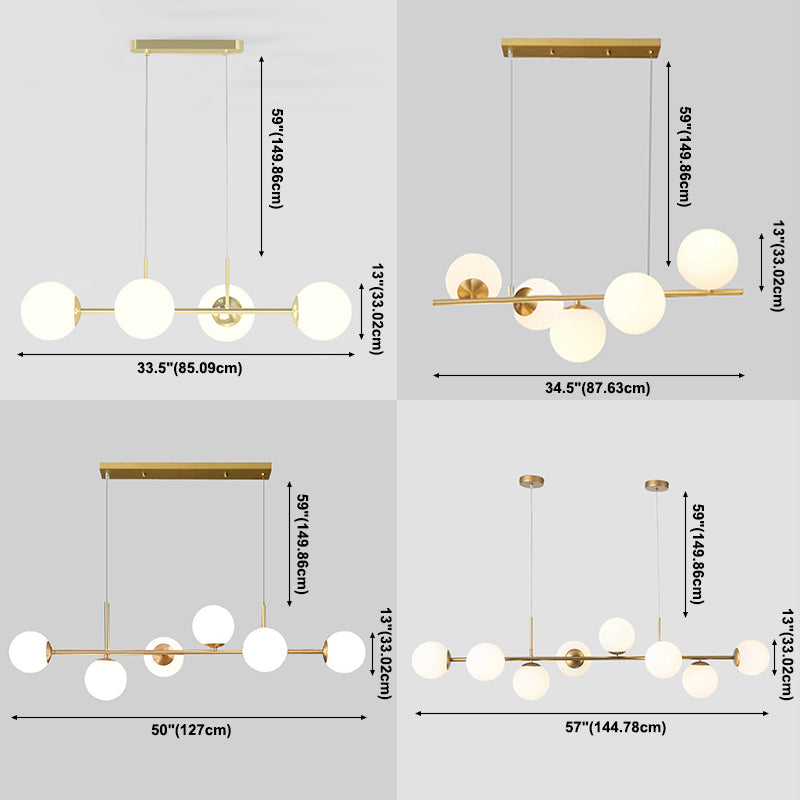 Nordic Round Island Lighting Fixture Glass Dinning Room Island Ceiling Light in Gold