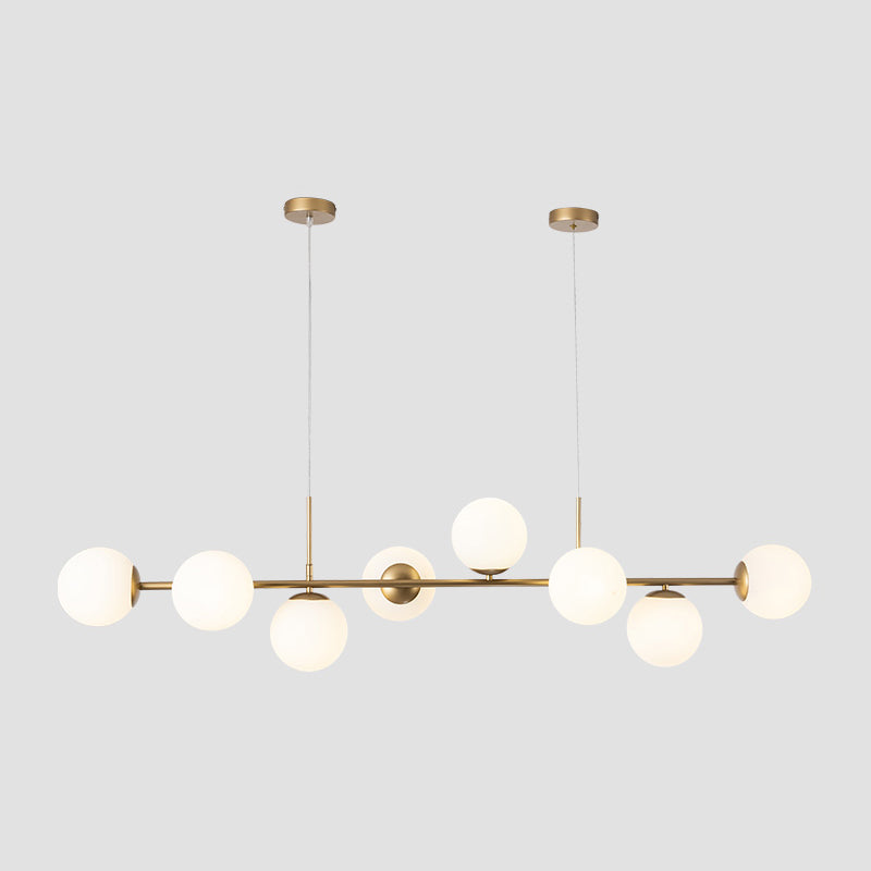 Nordic Round Island Lighting Fixture Glass Dinning Room Island Ceiling Light in Gold