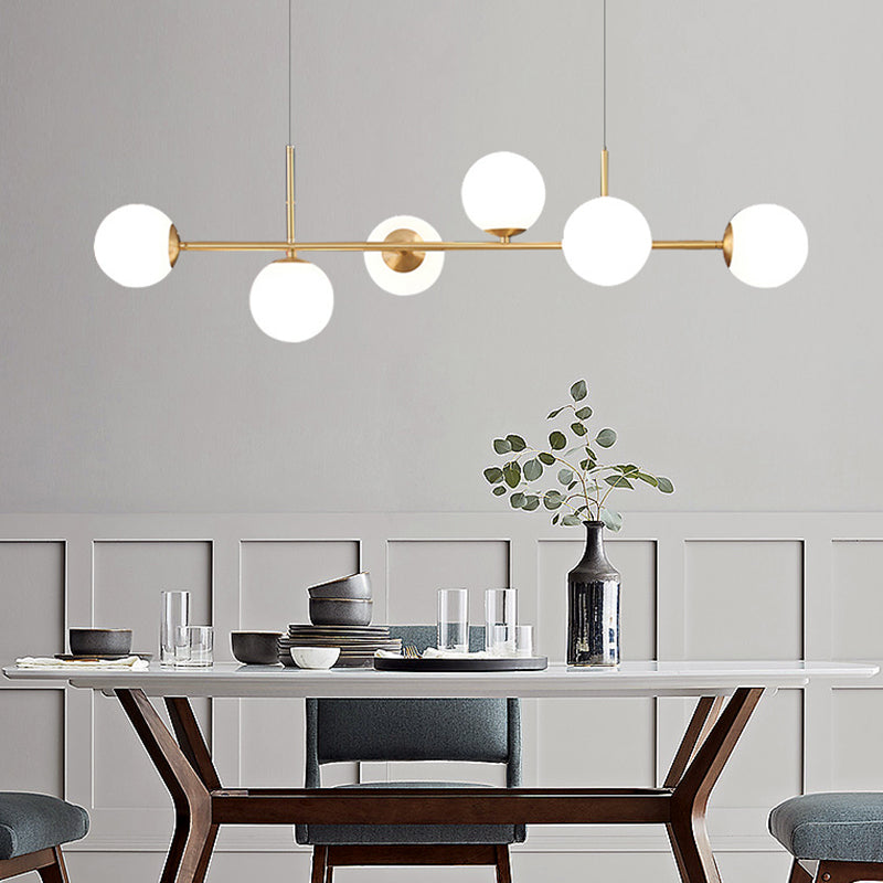 Nordic Round Island Lighting Fixture Glass Dinning Room Island Ceiling Light in Gold