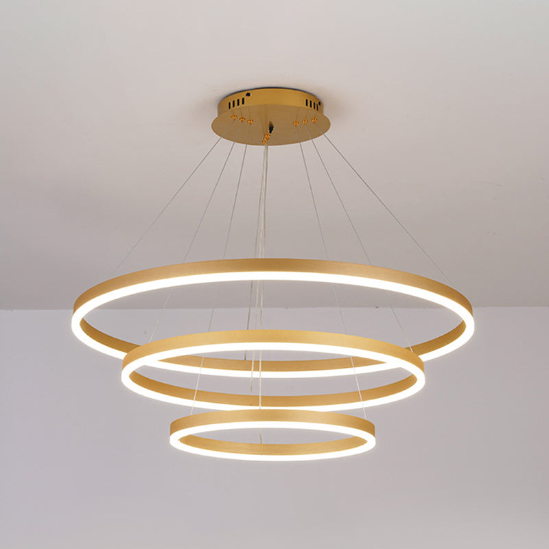 Anello a 3 luci a 3 luci appendiabiti a soffitto moderno in metallo lampadario di illuminazione