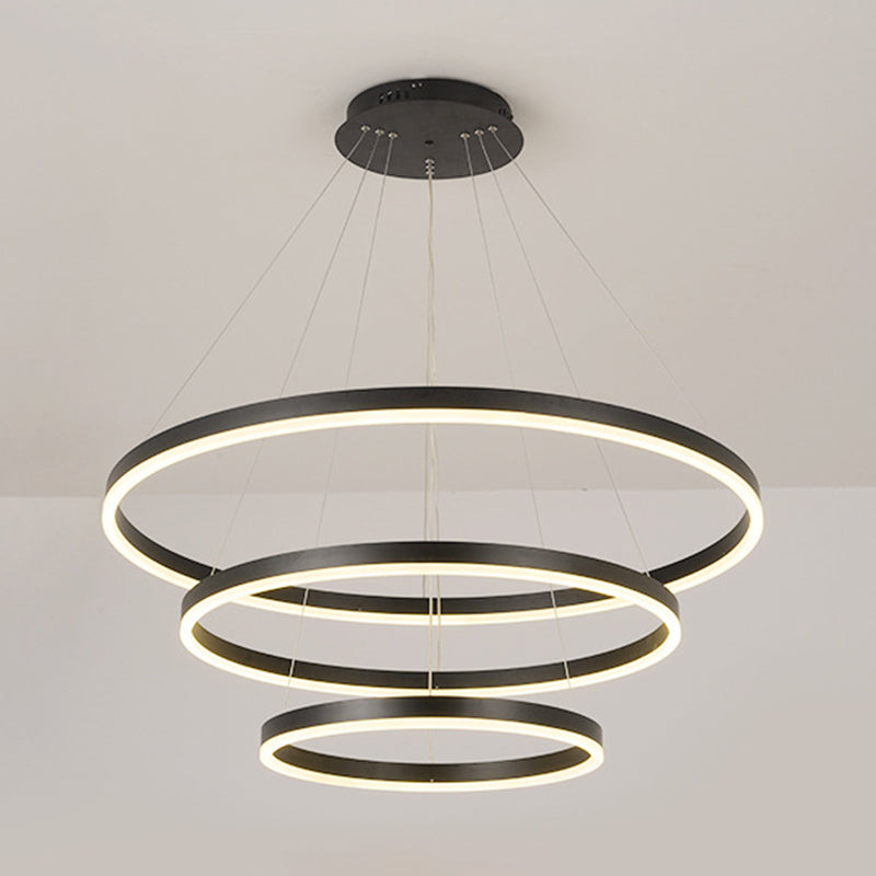 Anello a 3 luci a 3 luci appendiabiti a soffitto moderno in metallo lampadario di illuminazione