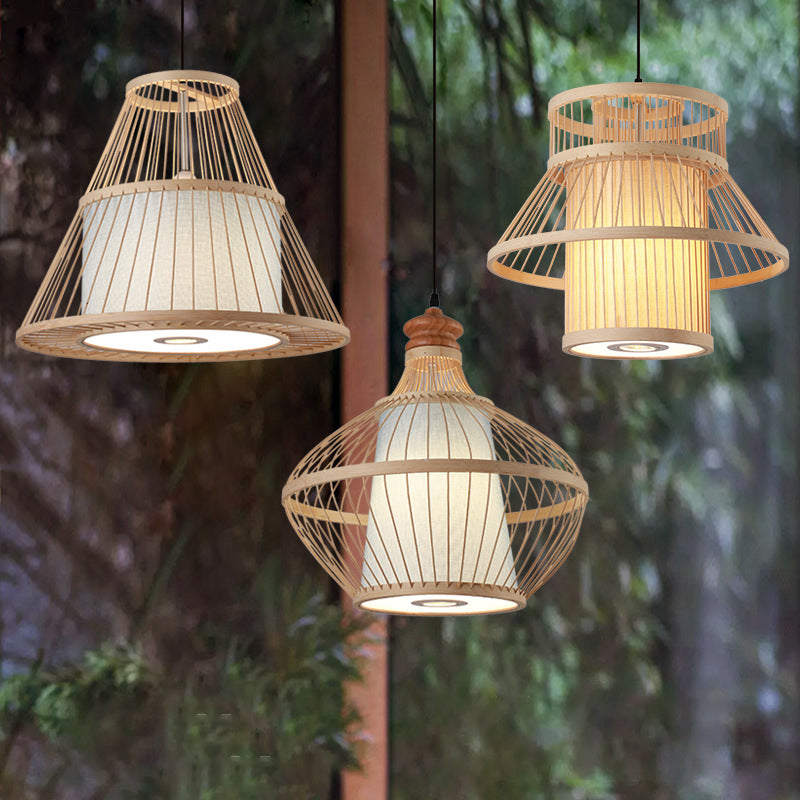 Japanese Pendulum Light Rattan 1-Light Hanging Ceiling Light for Dining Room