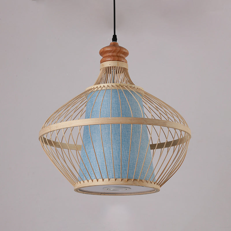 Japanese Pendulum Light Rattan 1-Light Hanging Ceiling Light for Dining Room