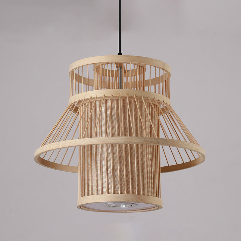 Japanese Pendulum Light Rattan 1-Light Hanging Ceiling Light for Dining Room