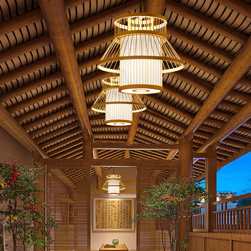 Japanese Pendulum Light Rattan 1-Light Hanging Ceiling Light for Dining Room