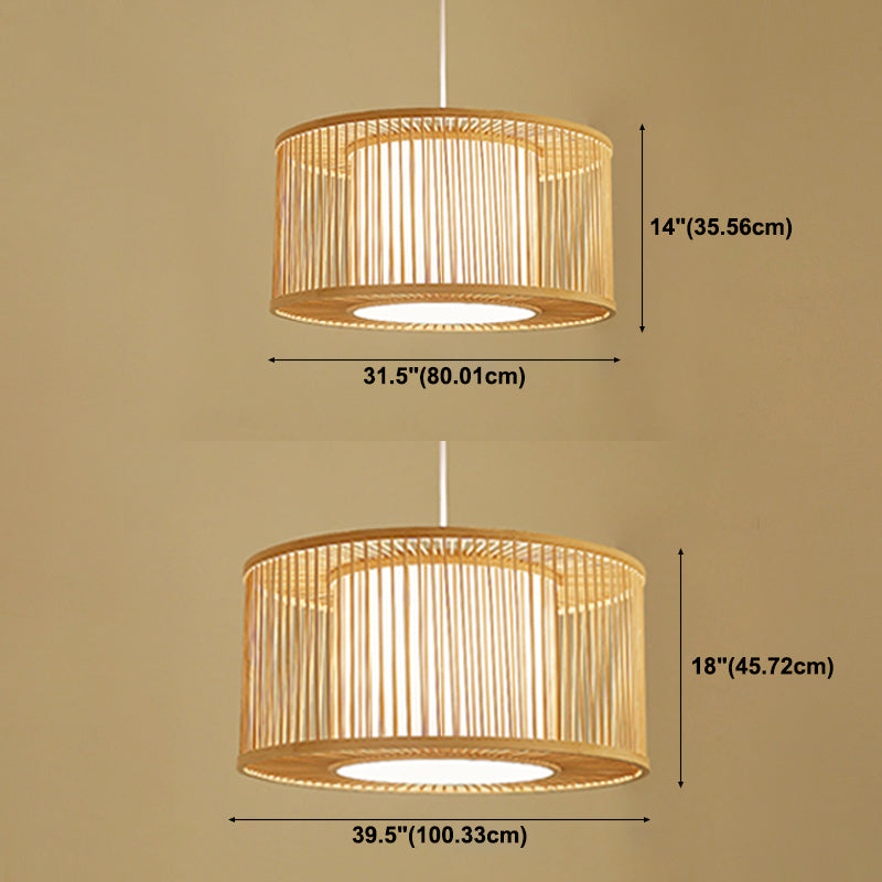 Lampada a ciondolo di bambù giapponese BEIGE BEIGE Luce sospesa