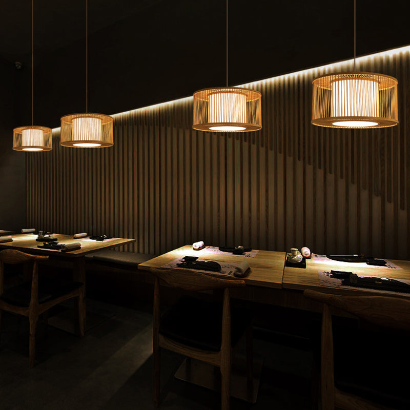 Lampada a ciondolo di bambù giapponese BEIGE BEIGE Luce sospesa