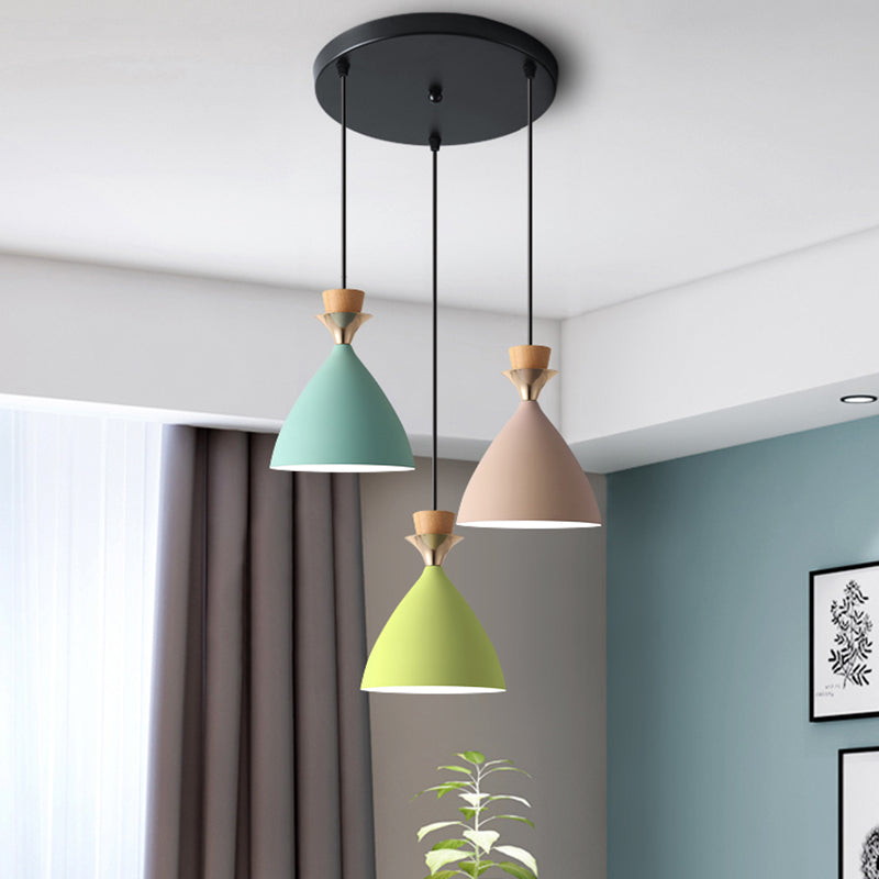 Modern Style Pendant Light Flared Shaped Metal 3 Lights Suspension Pendant