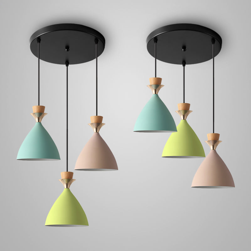 Modern Style Pendant Light Flared Shaped Metal 3 Lights Suspension Pendant