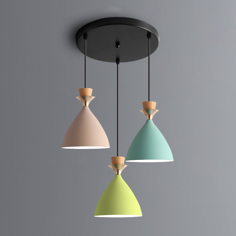 Modern Style Pendant Light Flared Shaped Metal 3 Lights Suspension Pendant
