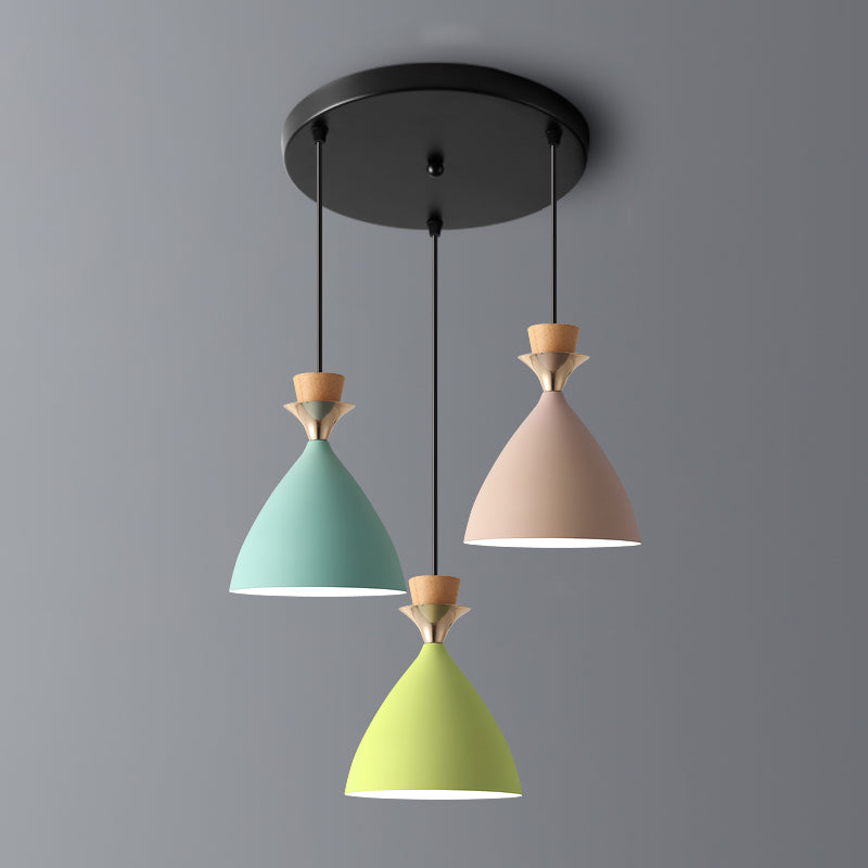 Modern Style Pendant Light Flared Shaped Metal 3 Lights Suspension Pendant