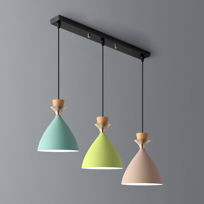 Modern Style Pendant Light Flared Shaped Metal 3 Lights Suspension Pendant