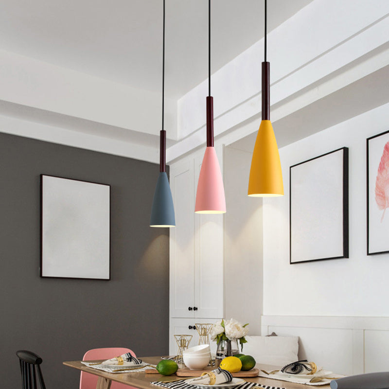 "Colored Round Multi Pendant Ceiling Light Fixture 
Modern Style Metal 3 Head Suspension Lamp"