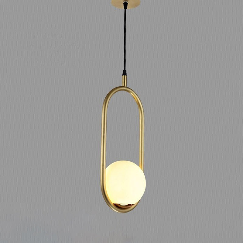 Glass Ball Shaped Hanging Lamp Kit Modern Style 1 Light Suspension Pendant