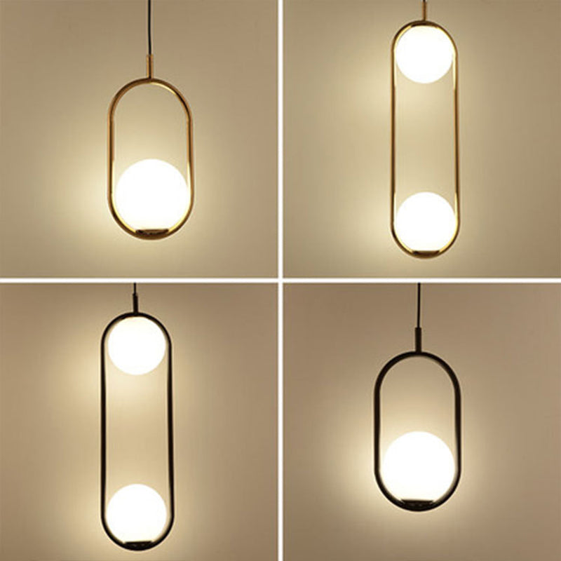 Glass Ball Shaped Hanging Lamp Kit Modern Style 1 Light Suspension Pendant