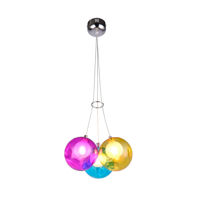 Indoor Globe Clear Glass Multi Hanging Light, Simple Colorful Balls Hanging Lamp