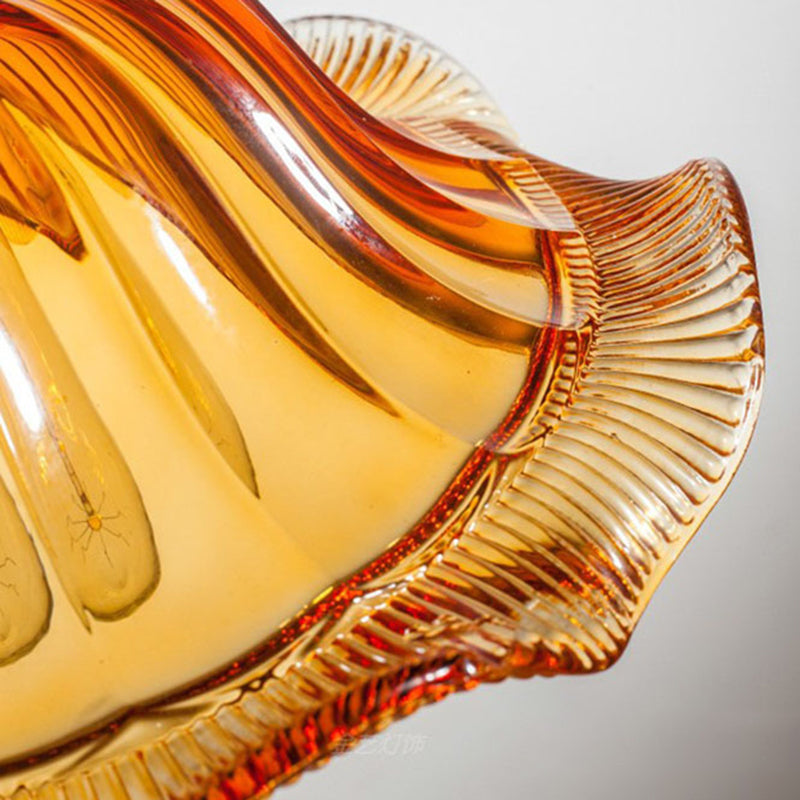 1-Light Ripped Shade Hanging Lamp, Contemporary Ribbed Glass Hanging Light