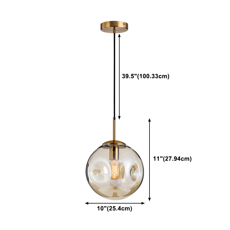 Modern Creative Single Pendant Light Electroplate Metal Globe Hanging Lamp with Glass Shade