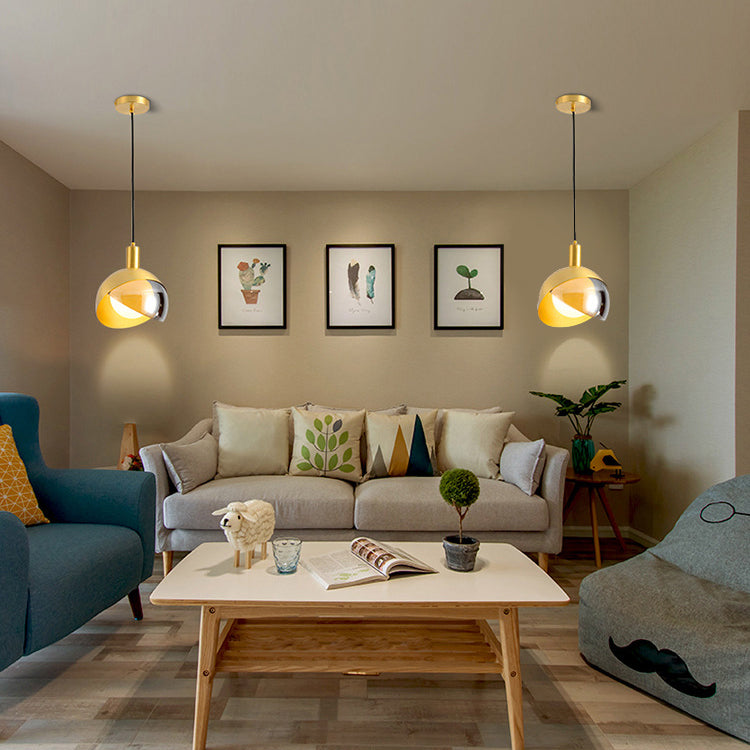 Glass Gold Hanging Lamp in Modern Artistic Style Wrought Iron Globe Pendant Light for Dining Room