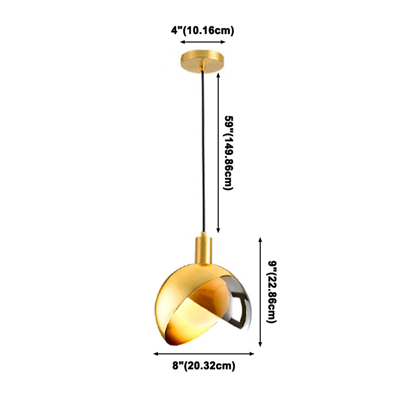 Glass Gold Hanging Lamp in Modern Artistic Style Wrought Iron Globe Pendant Light for Dining Room