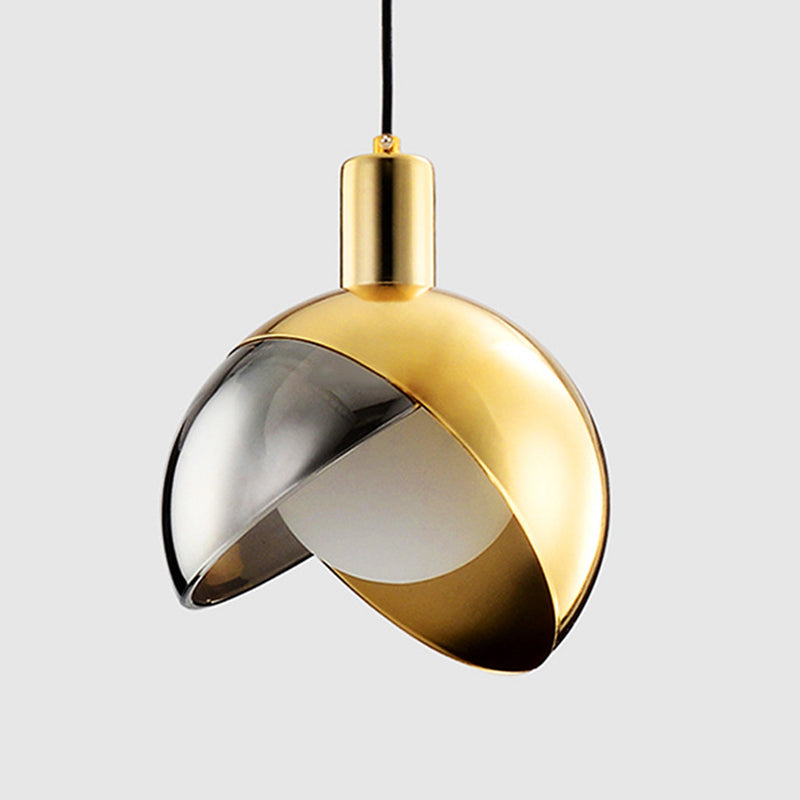 Glass Gold Hanging Lamp in Modern Artistic Style Wrought Iron Globe Pendant Light for Dining Room