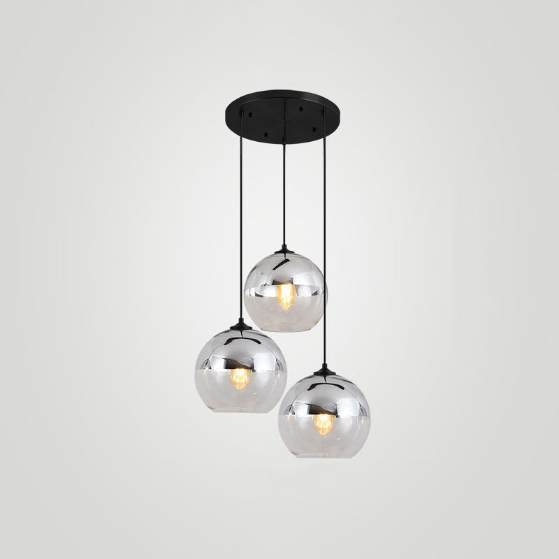 Wrought Iron Indoor Hanging Lamp in Modern Creative Style Globe Glass Pendant Light for Dining Room