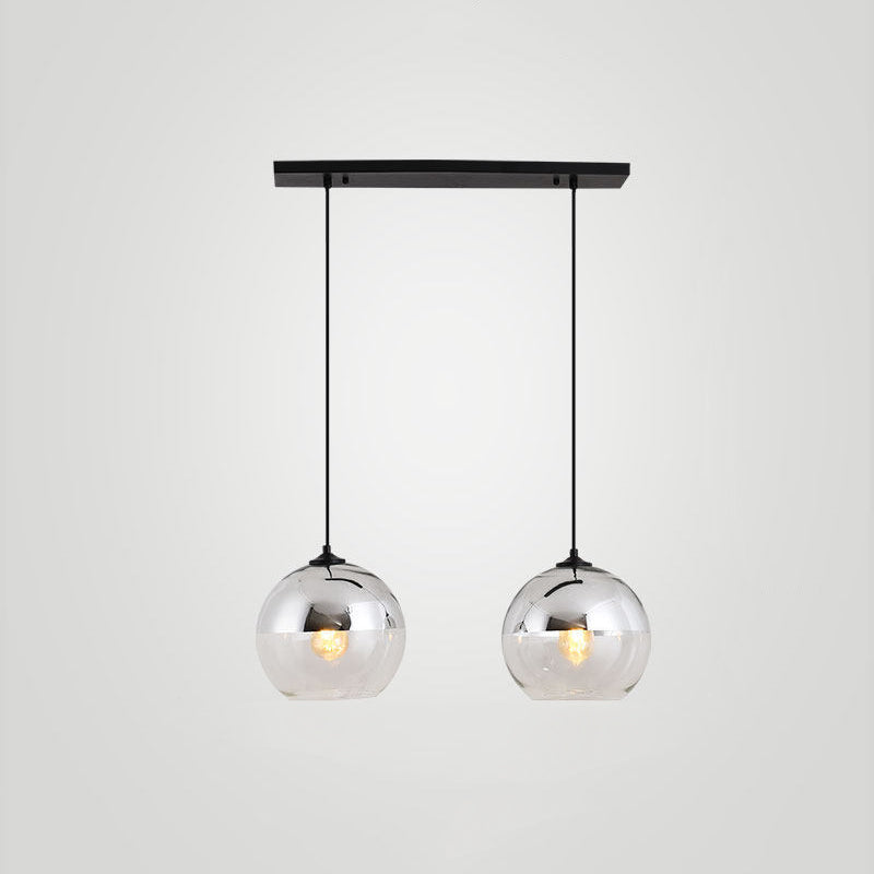 Wrought Iron Indoor Hanging Lamp in Modern Creative Style Globe Glass Pendant Light for Dining Room