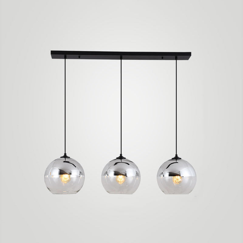 Wrought Iron Indoor Hanging Lamp in Modern Creative Style Globe Glass Pendant Light for Dining Room