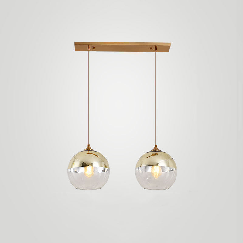 Wrought Iron Indoor Hanging Lamp in Modern Creative Style Globe Glass Pendant Light for Dining Room