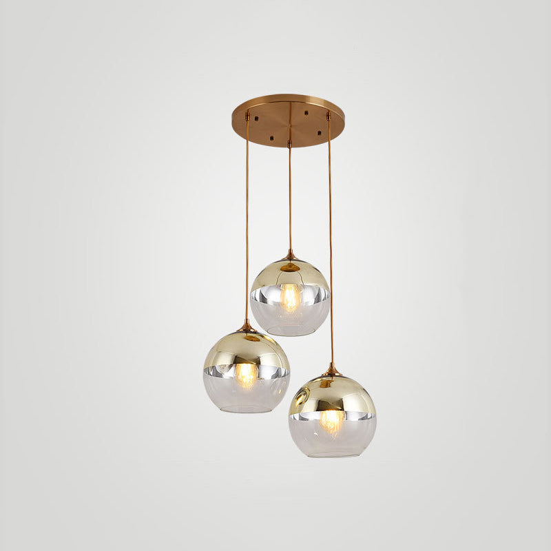 Wrought Iron Indoor Hanging Lamp in Modern Creative Style Globe Glass Pendant Light for Dining Room