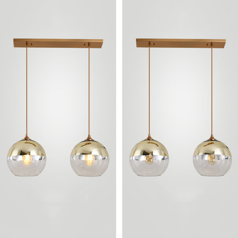 Wrought Iron Indoor Hanging Lamp in Modern Creative Style Globe Glass Pendant Light for Dining Room