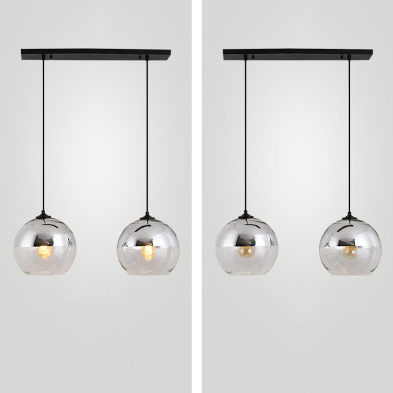 Wrought Iron Indoor Hanging Lamp in Modern Creative Style Globe Glass Pendant Light for Dining Room