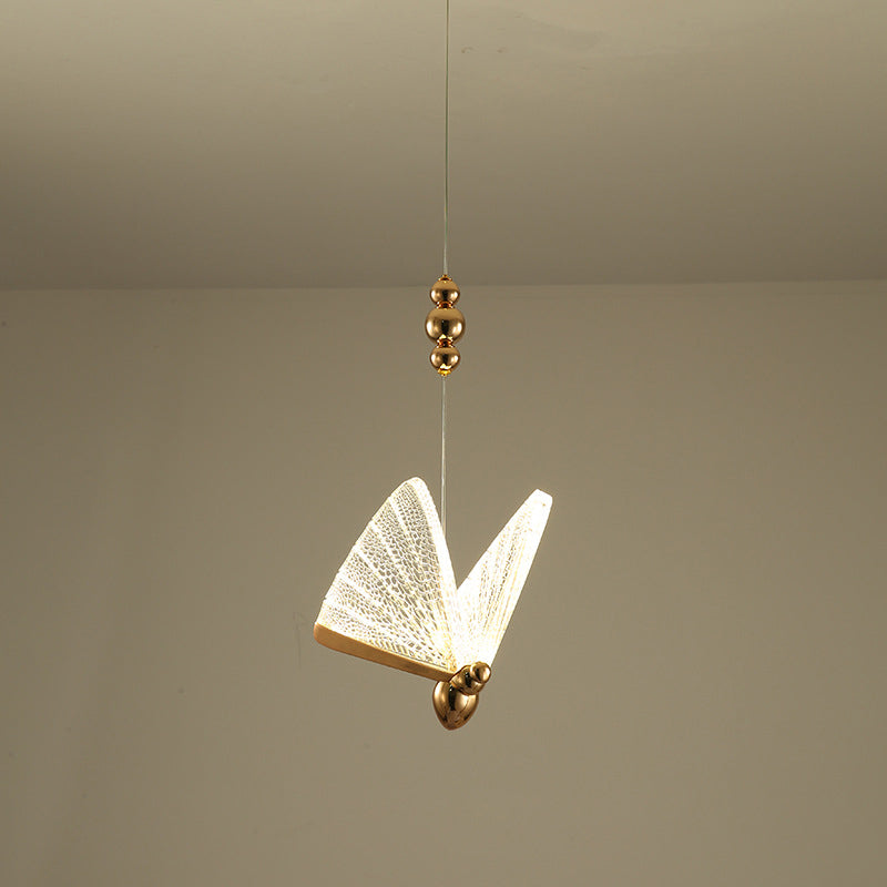 Modern Luxury Butterfly Pendant Light Aluminium Indoor LED Hanging Lamp with Acrylic Shade