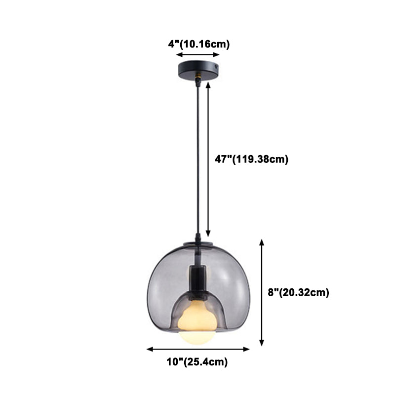 Glass Black Hanging Lamp in Modern Creative Style Lacquered Iron Globe Pendant Light for Dining Room