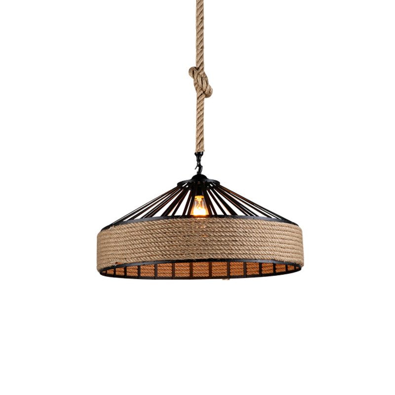 Industrial Rope Commercial Pendant Lighting Drum 1-Light Pendant Ceiling Lights