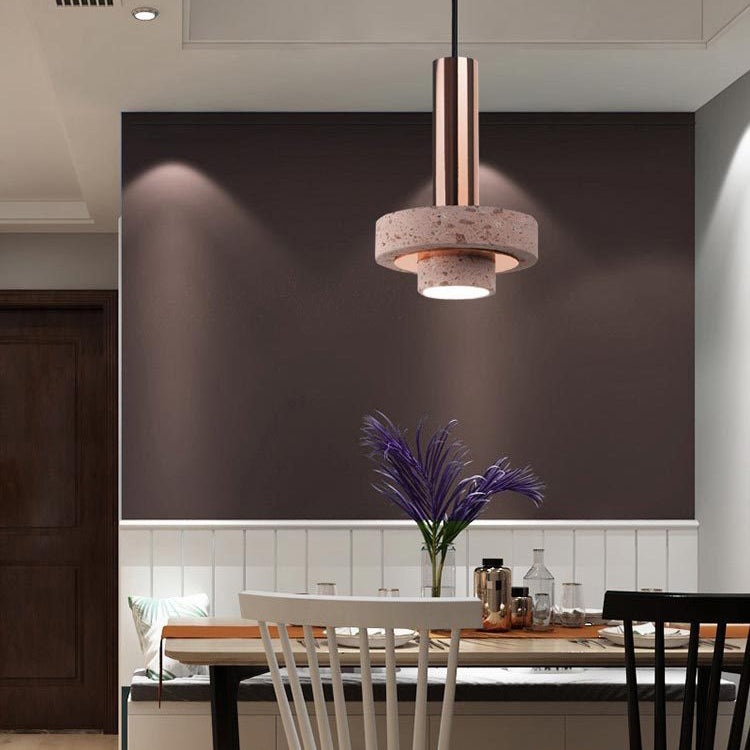 Luce cilindrica a sospensione cilindrica di pietra Light a 1 luce moderna di ciondolo commerciale a sospensione
