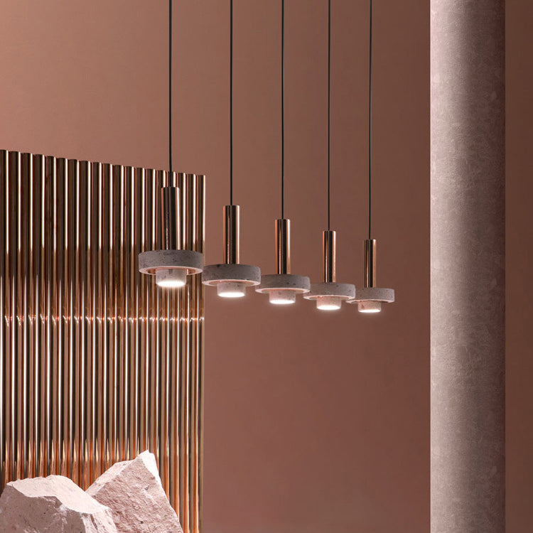 Luce cilindrica a sospensione cilindrica di pietra Light a 1 luce moderna di ciondolo commerciale a sospensione