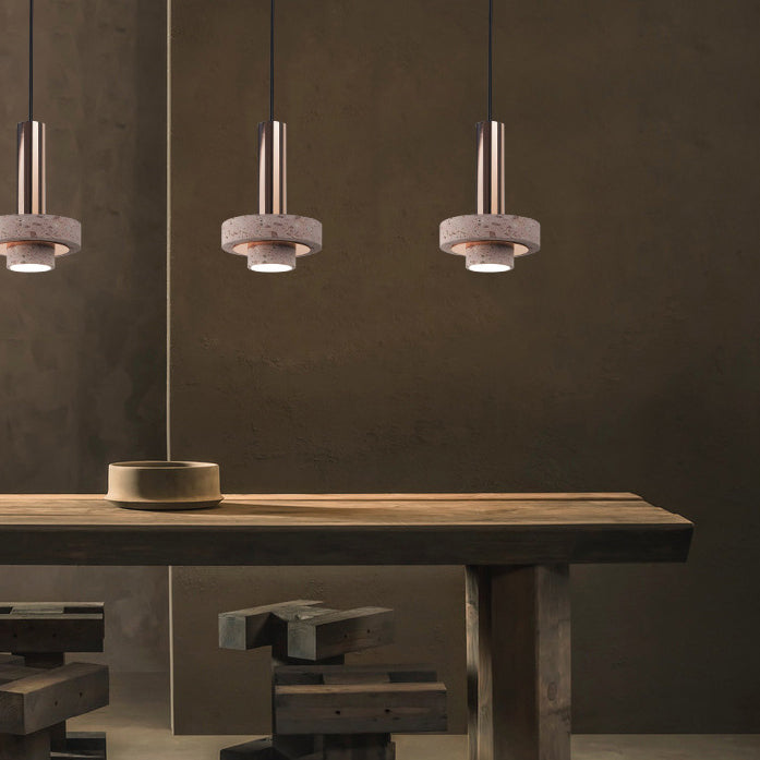 Luce cilindrica a sospensione cilindrica di pietra Light a 1 luce moderna di ciondolo commerciale a sospensione