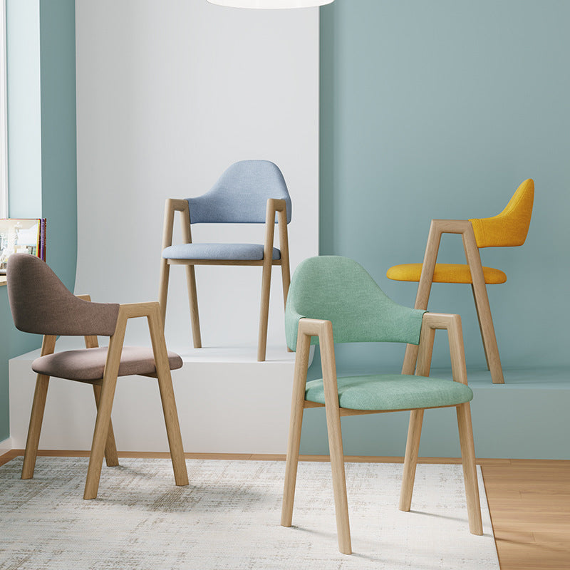 Home Nordric Arm Chair Open Back Wood Stackable Dining Room Chair with Sponge cushion