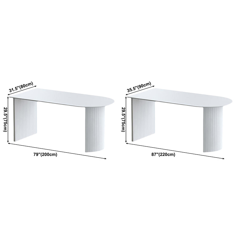 Mesa de comedor de forma irregular blanca, mesa isla de madera con pedestal doble para restaurante