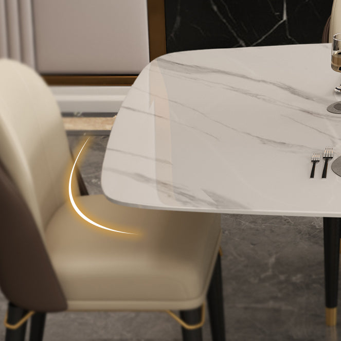 Metal Contemporary Rectangular Table Sintered Stone Table for Dining Room